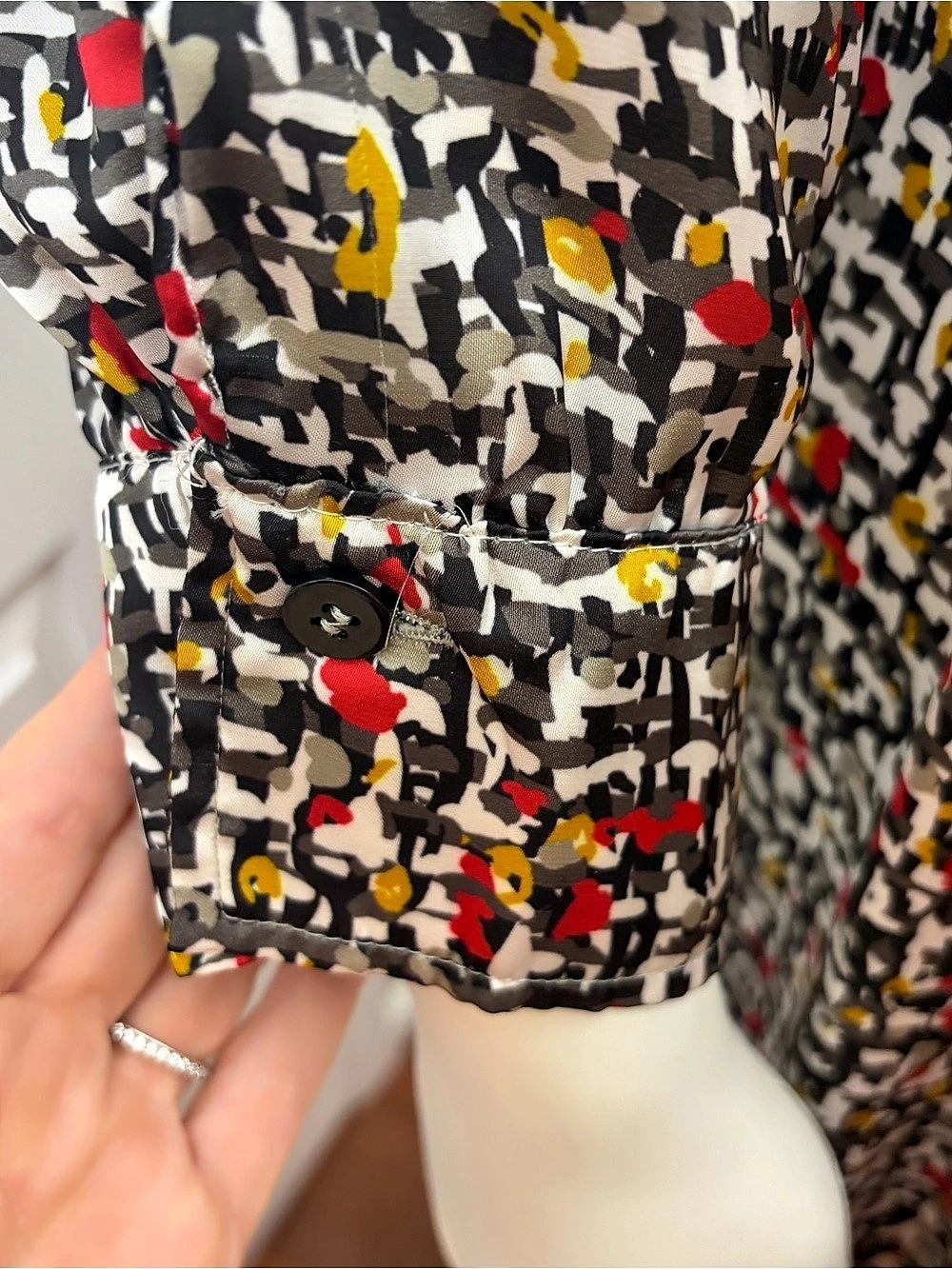 Marina Rinaldi Abstract Print Midi Shirtdress Dress w/Slip Size 20 - Picture 5 of 16